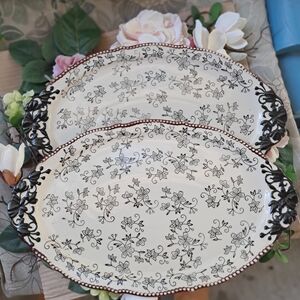 Floral Black and White Serving Platters